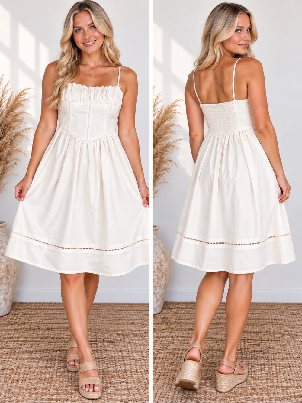 Target 🎯 a new day Cream Ruffled Bodice Midi Sundress